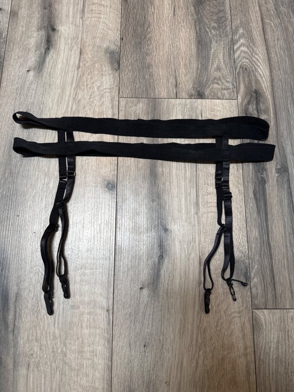 Adjustable Black Garment Suspenders M/L With Duck Clips For Secure Attachment